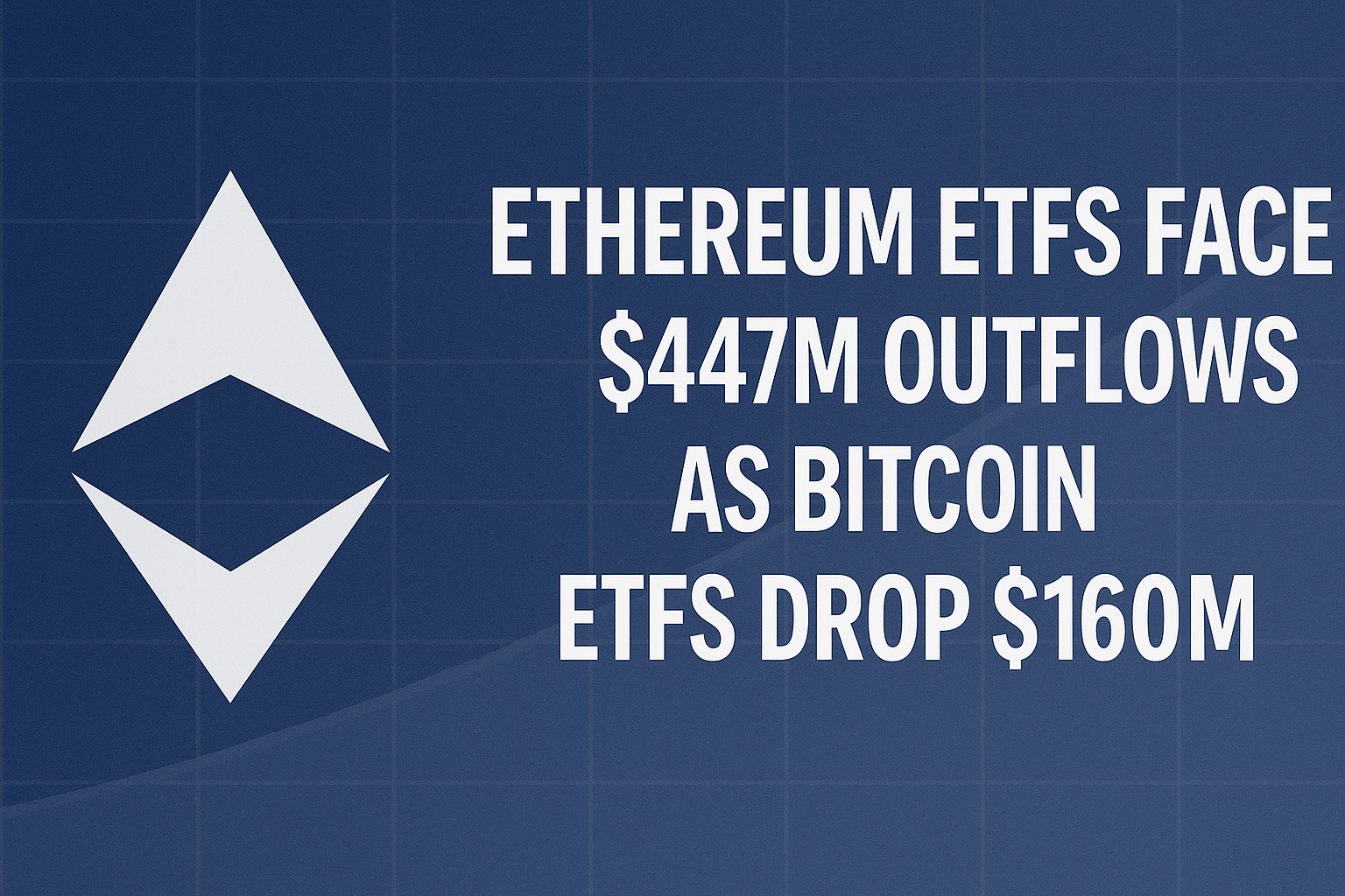 Los ETF de Ethereum afrontan salidas de 447 millones de dólares, mientras que los ETF de Bitcoin caen 160 millones de dólares
