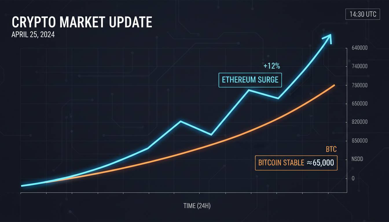 Crypto Market Update: Ethereum Surges as Bitcoin Maintains $65K Level